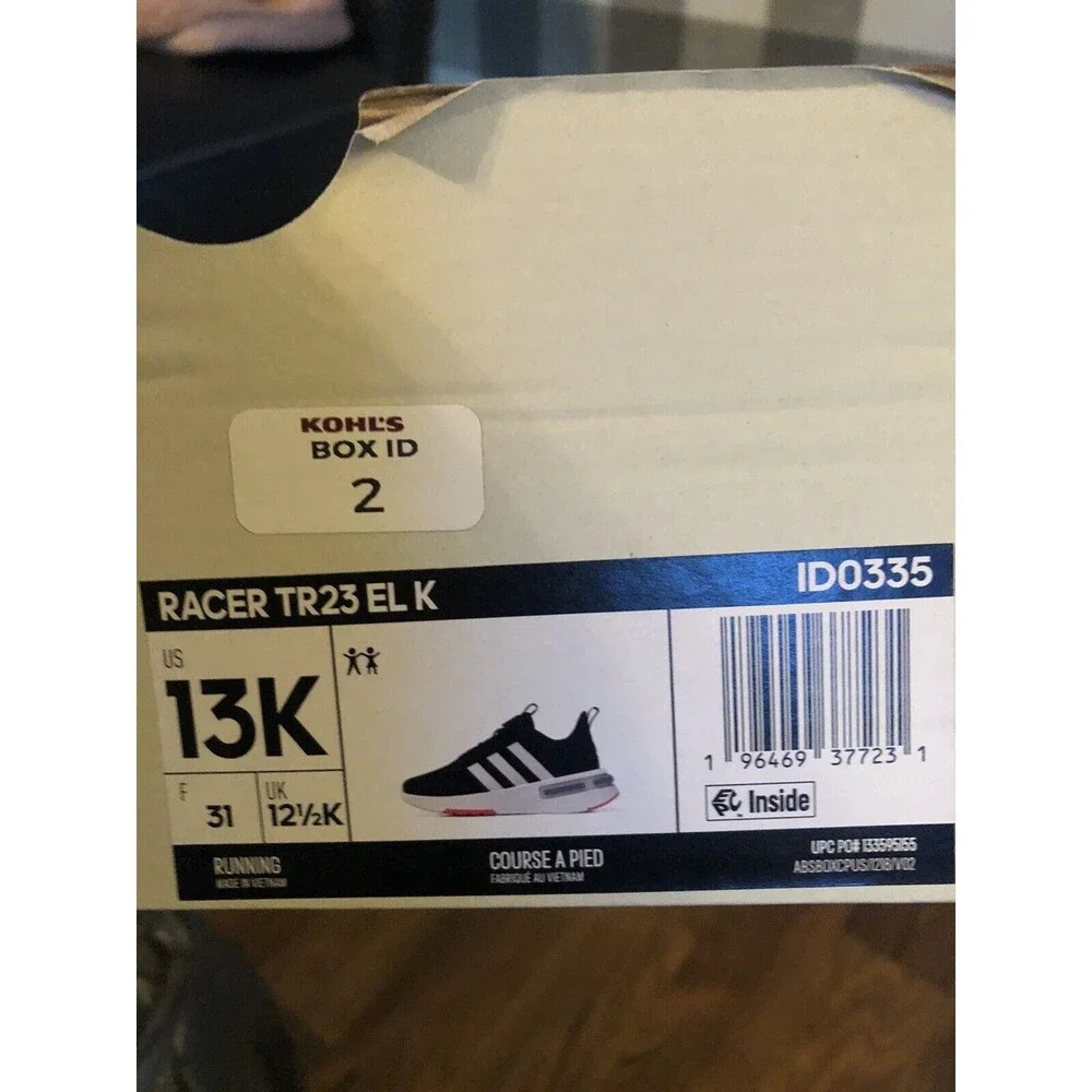 ADIDAS RACER TR21 K Boys Sz 13 K Big Boy Black/White/Ink Mesh Running Shoes - Picture 13 of 13